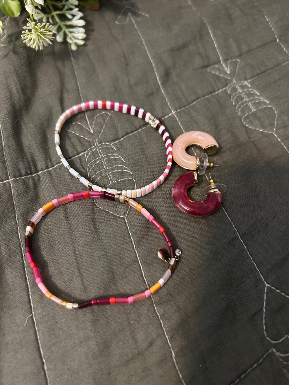 LOFT Pink, Maroon and Gold Beaded Bracelets